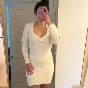NWT Express Elegant Cream Knit Dress